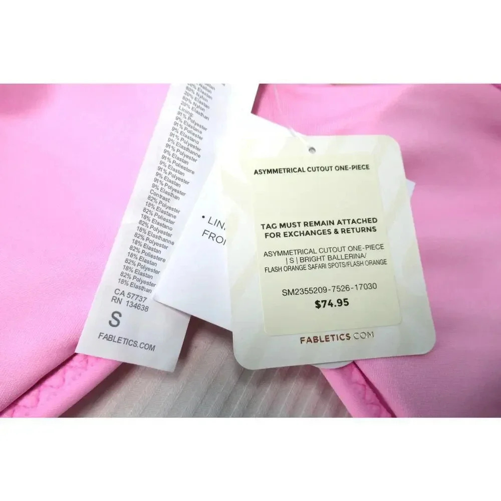 Fabletics Swimsuit Womens Small Pink Asymmetrical Cutout Shaping One Piece NEW - Picture 6 of 6